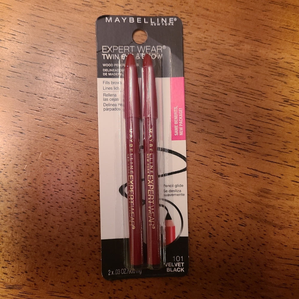 NWT 2 Pack of Maybelline Expert Wear Eye and Brow Pencils in Shade Velvet Black